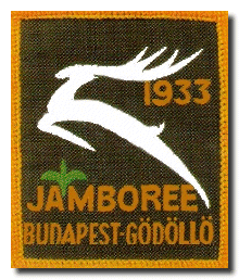 Az 1933-as dzsembori jelvénye, rajta a csodaszarvas © wikimedia.org